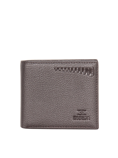 

ESBEDA Men Brown Solid Embellished PU Two Fold Wallet with RFID