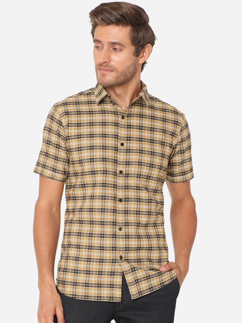 

JADE BLUE Men Khaki Slim Fit Tartan Checks Checked Cotton Casual Shirt