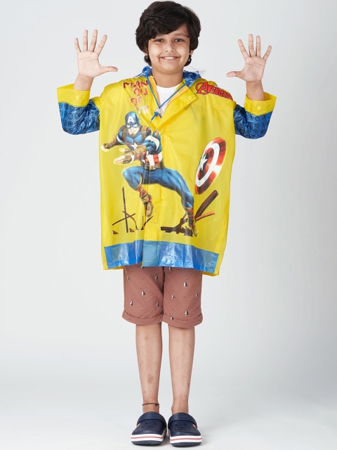 

Zeel Boys Yellow & Blue Captain America Printed Rain Jacket