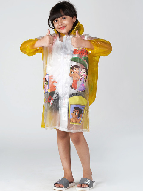 

Zeel Girls Yellow & Transparent Chota Bheem Printed Raincoat