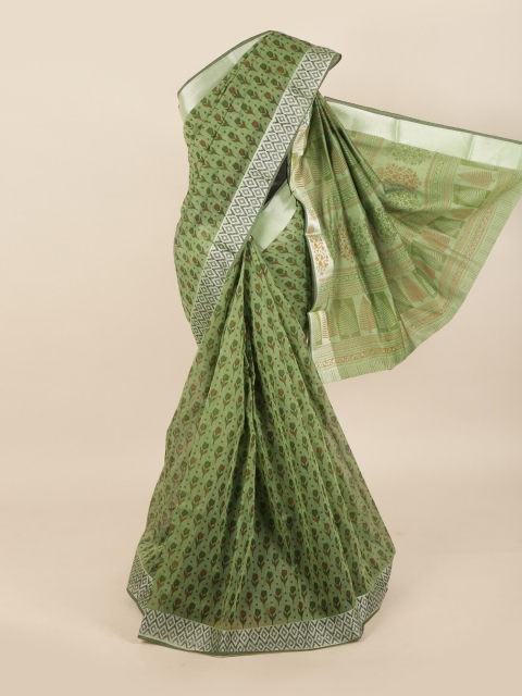 

Pothys Green & Brown Ethnic Motifs Saree