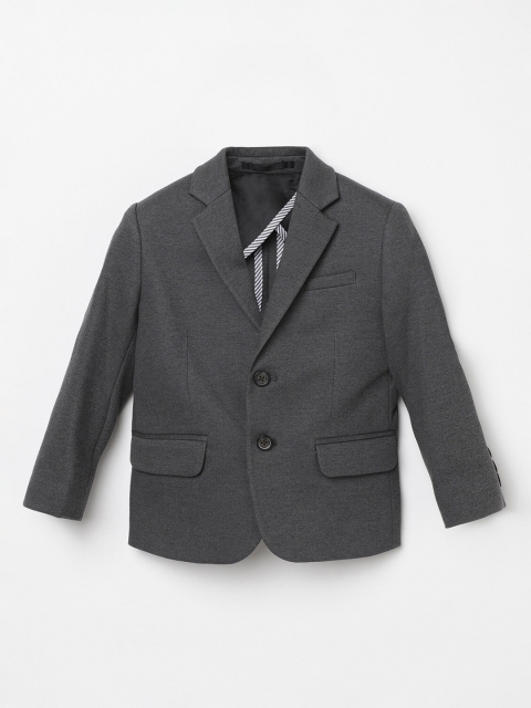 

Juniors by Lifestyle Boys Charcoal Grey Solid Single-Breasted Casual Blazer