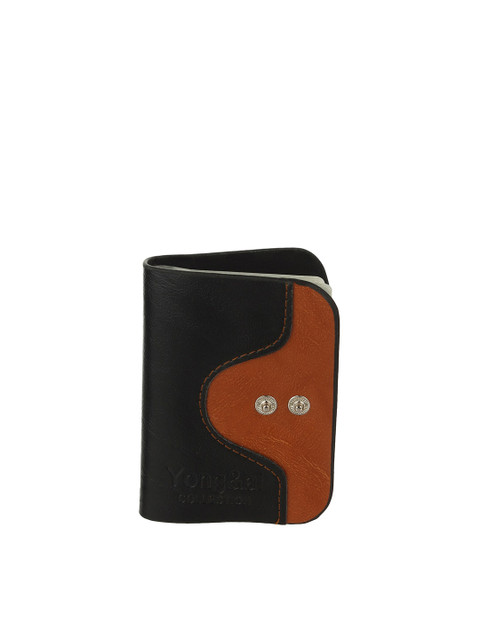 

Swiss Design Unisex Black & Brown Colourblocked Leather Card Holder