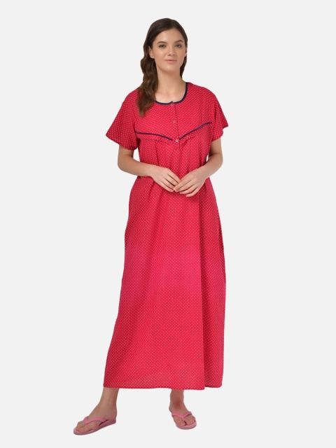 

Klamotten Red Printed Feeding Maxi Nightdress