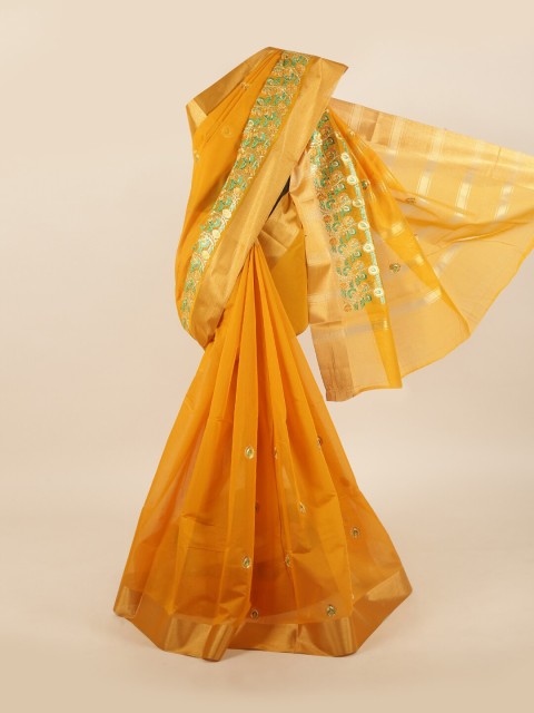 

Pothys Mustard & Green Ethnic Motifs Saree