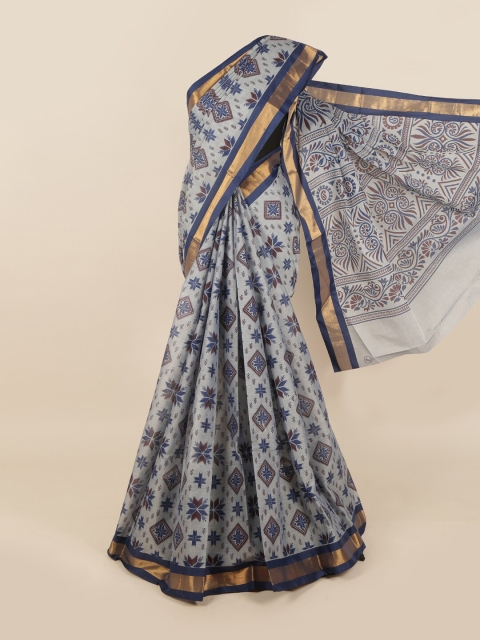 

Pothys Blue & Burgundy Printed Saree