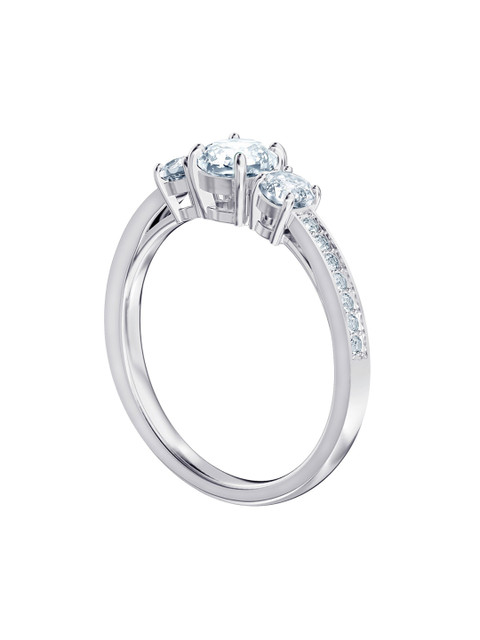 

SWAROVSKI White Rhodium-Plated Attract Trilogy Round Ring 50