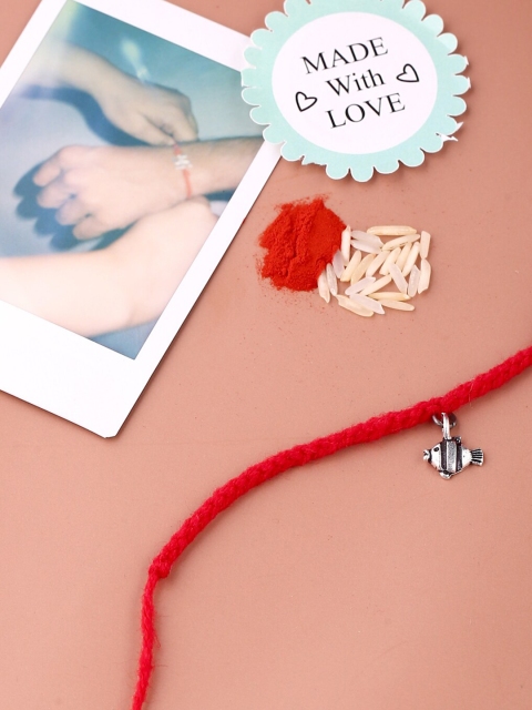 

Adorn By Nikita Rakhi With Sterling Silver Fish Charm, Red