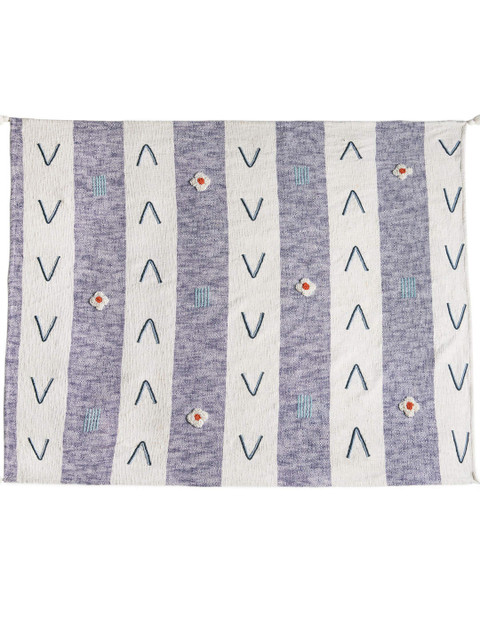 

Chumbak White & Blue Printed Cotton Throw