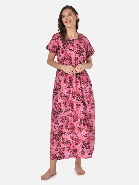 

Klamotten Women Pink Printed Maxi Nightdress