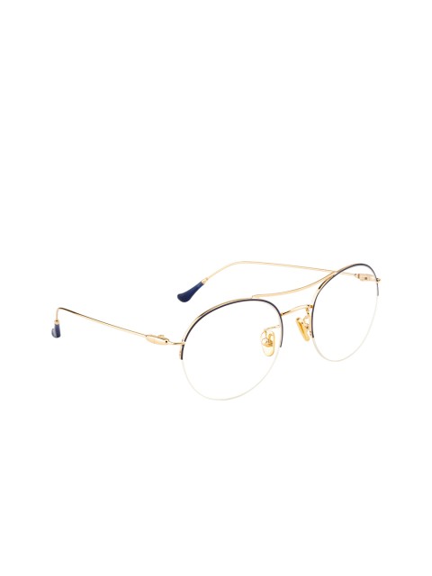 

Ted Smith Unisex Gold & Navy Blue Half Rim Oval Frames TSO-104_BLU