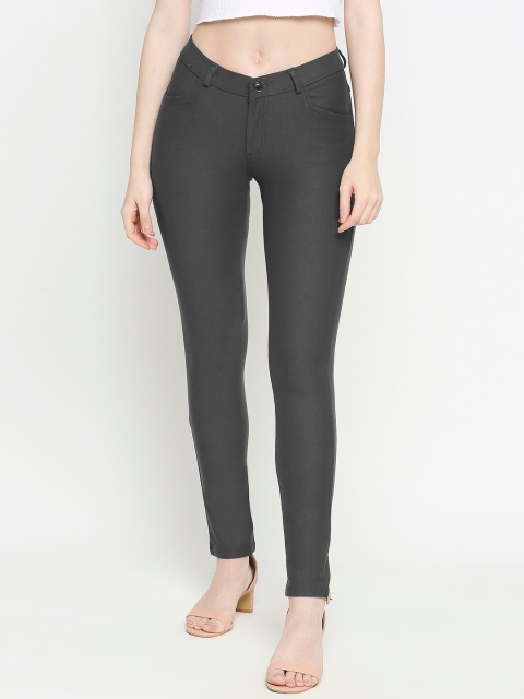 

fungus Women Charcoal Grey Solid Slim-Fit Jeggings