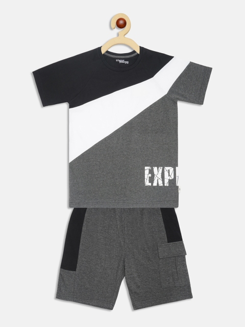 

Lil Tomatoes Boys Black & Grey Colourblocked Night suit
