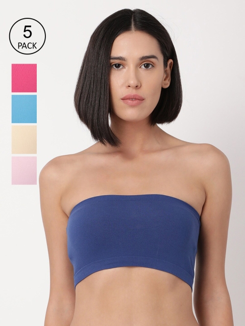

GOLDSTROMS Women Pack of 5 Strapless Tube Camisoles, Blue