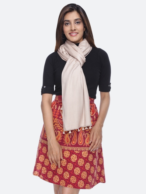 

Scarves & Glitters Women Beige Solid Stole