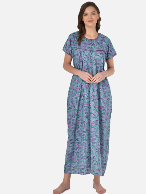 Klamotten Green Printed Maxi Nightdress