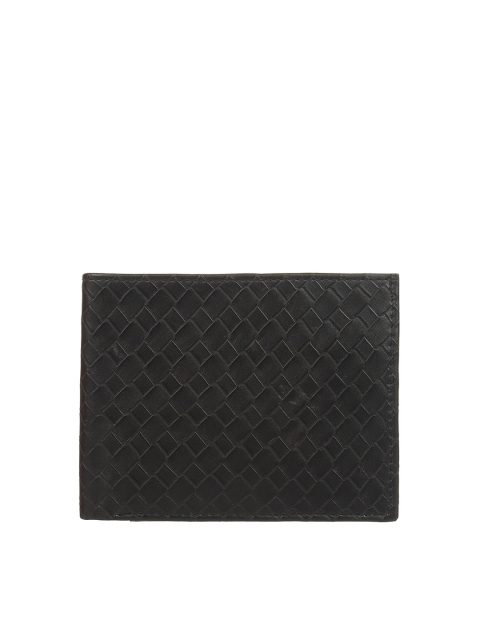 

Swiss Design Men Black Textured Leather Two Fold Wallet