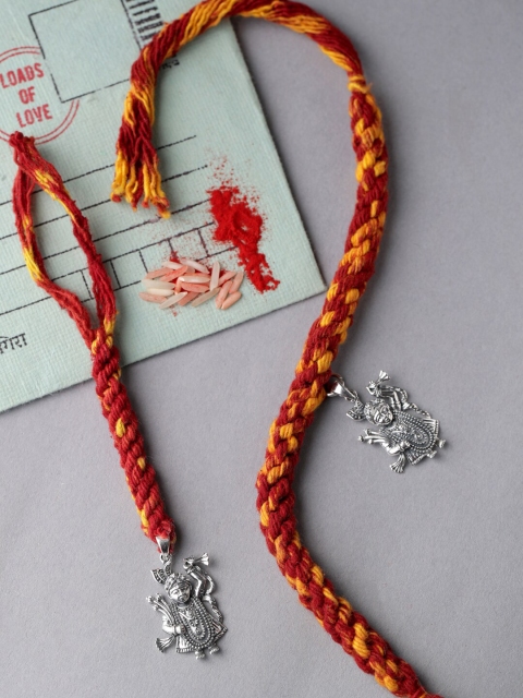 

Adorn By Nikita Sterling Silver ShreeNath Ji Hand & Lumba Rakhi combo