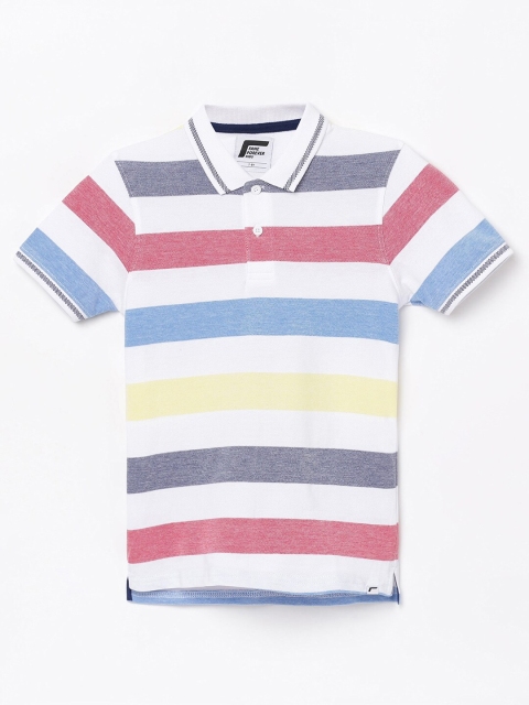 

Fame Forever by Lifestyle Boys Multicoloured Striped Polo Collar T-shirt, White