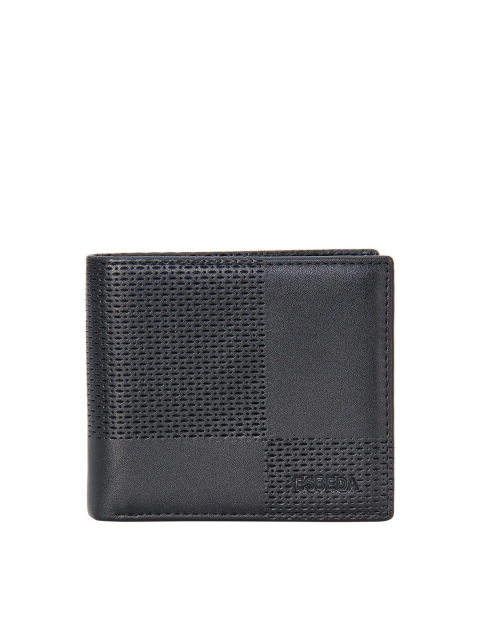 

ESBEDA Men Black Textured PU Two Fold Wallet with RFID