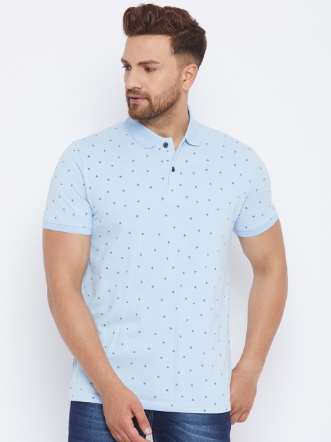 

98 Degree North Men Blue Printed Polo Collar T-shirt