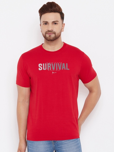 

98 Degree North Men Red Typography Printed T-shirt