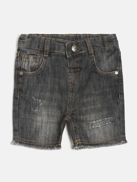 

MINI KLUB Boys Grey Washed Mid-Rise Denim Shorts