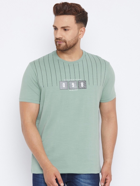 

98 Degree North Men Green Typography Printed Cotton T-shirt