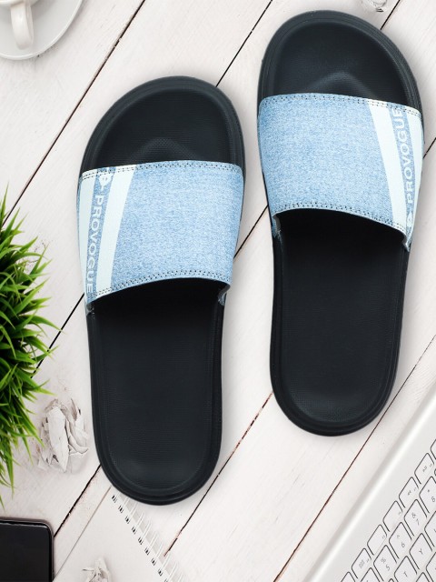 

Provogue Men Blue & White Printed Sliders