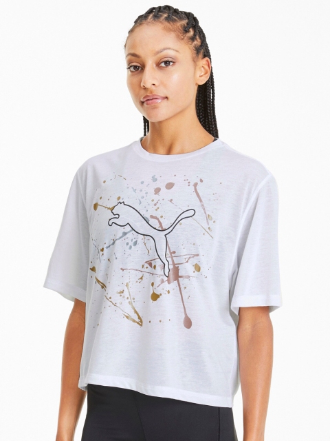 

Puma Women White Brand Logo Printed T-shirt