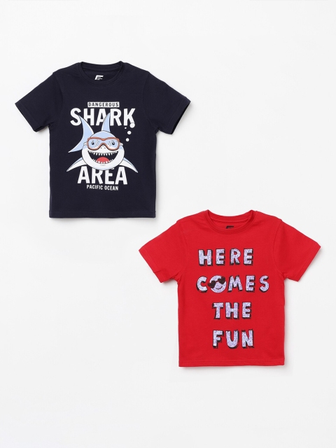 

Fame Forever by Lifestyle Boys Red & Black Pack of 2 Typography Printed T-shirt