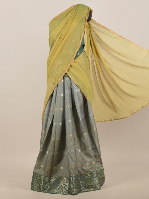 

Pothys Grey & Gold-Toned Woven Design Half and Half Saree