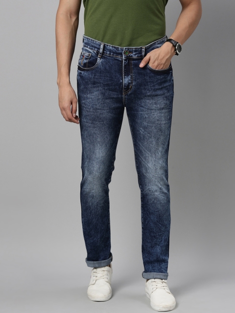 

CINOCCI Men Blue Slim Fit Clean Look Heavy Fade Cotton Jeans