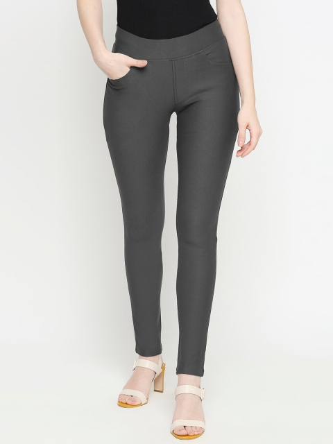 

fungus Women Grey Solid Slim-Fit Treggings
