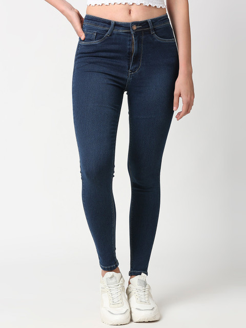 

PURPLE WATER Women Blue Slim Fit High-Rise Cotton Jeans