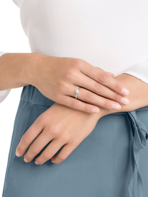 

SWAROVSKI Round White Rhodium-Plated Attract Ring 60