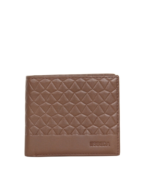

ESBEDA Men Brown Textured PU Two Fold Wallet with RFID