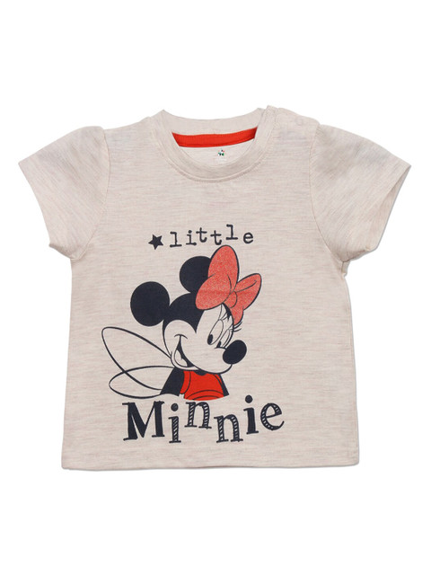 

Disney Girls Beige Minnie Mouse Printed T-shirt