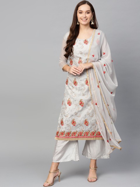

Ishin Grey & Orange Embroidered Unstitched Dress Material