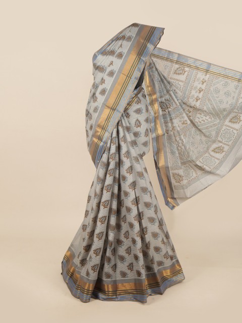 

Pothys Grey & Blue Ethnic Motifs Saree