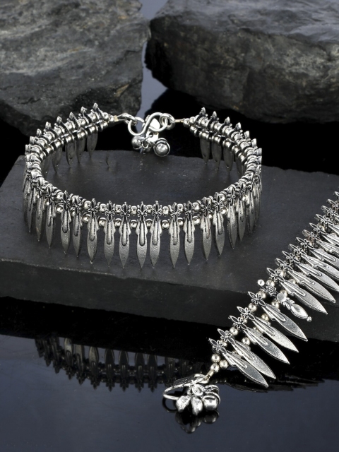 

Silvermerc Designs Set Of 2 Oxidised Silver-Plated Afghan Anklets