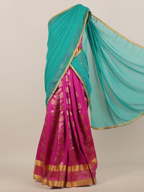 

Pothys Green & Magenta Woven Design Saree