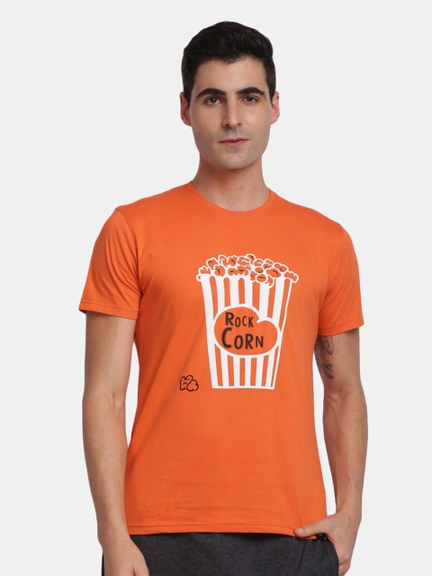 

MASH UNLIMITED Men Orange Printed Slim Fit T-shirt