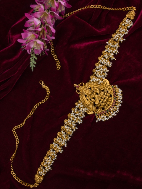 

Alankruthi Gold-Plated & White Beaded Kamarbandh