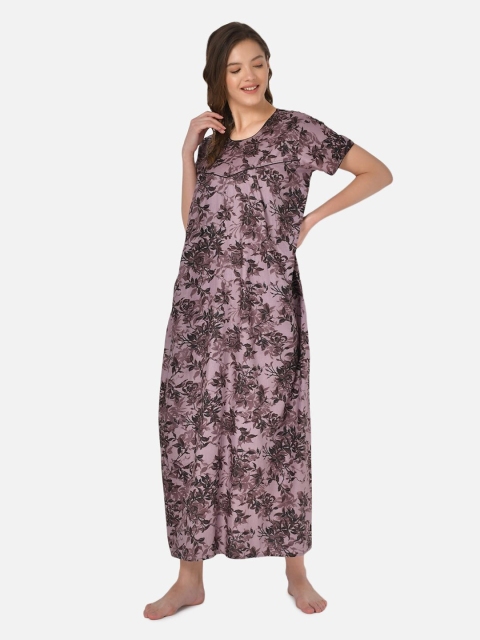 

Klamotten Pink Printed Maxi Cotton Nightdress