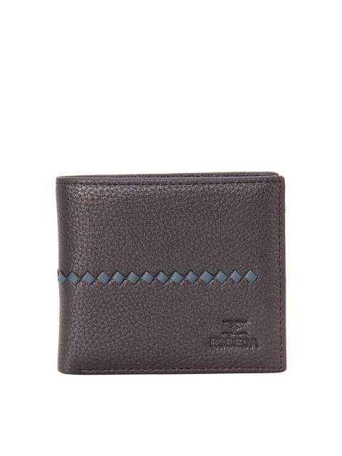 

ESBEDA Men Brown & Navy Blue Textured PU Two Fold Wallet with RFID