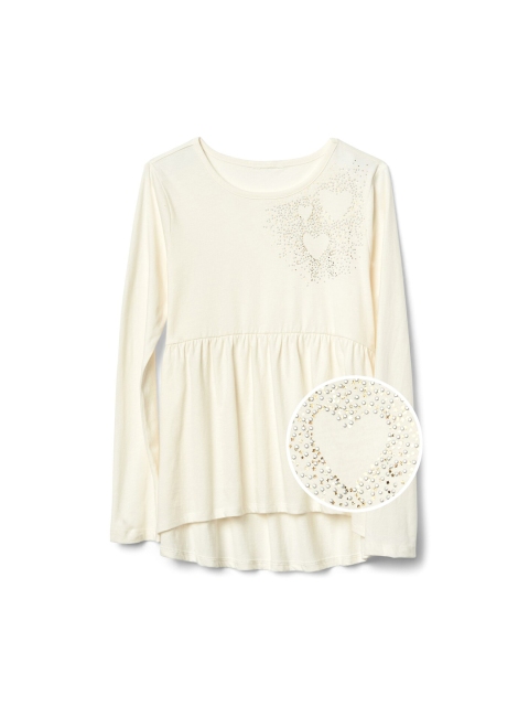 

GAP Girls Cream-Coloured Embellished High-Low Top