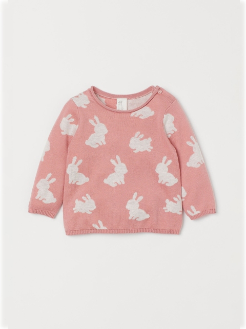 

H&M Infants Pink Rabbit Printed Jacquard-Knit Jumper