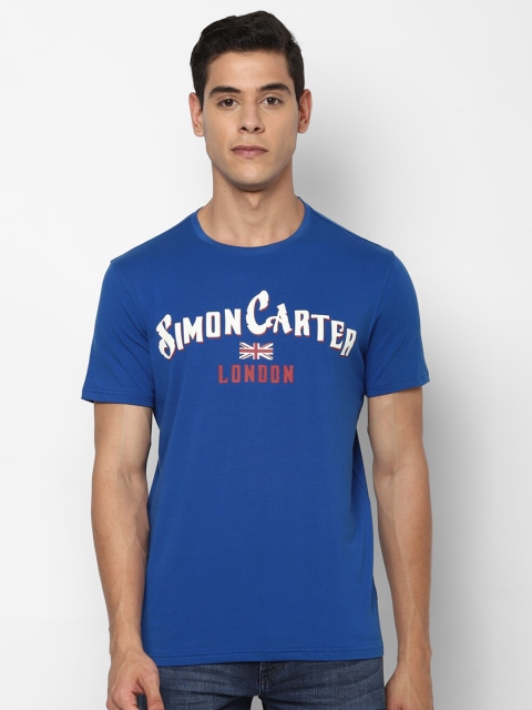 

SIMON CARTER LONDON Men Blue Typography Printed Regular Fit T-shirt