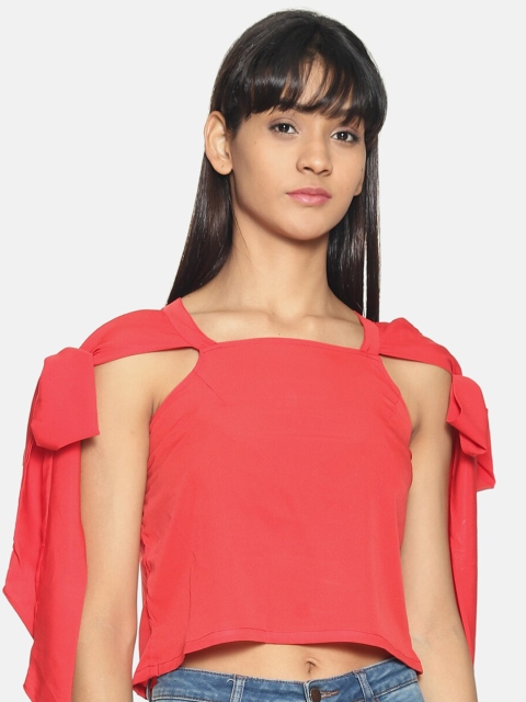 

COUPER & COLL Orange Crepe Regular Crop Top